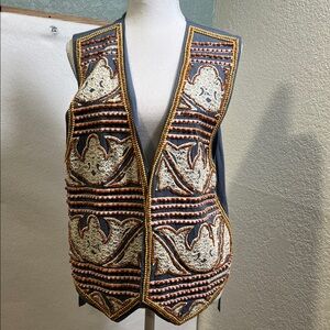 Embroidered Vest with Gold and Black Accents